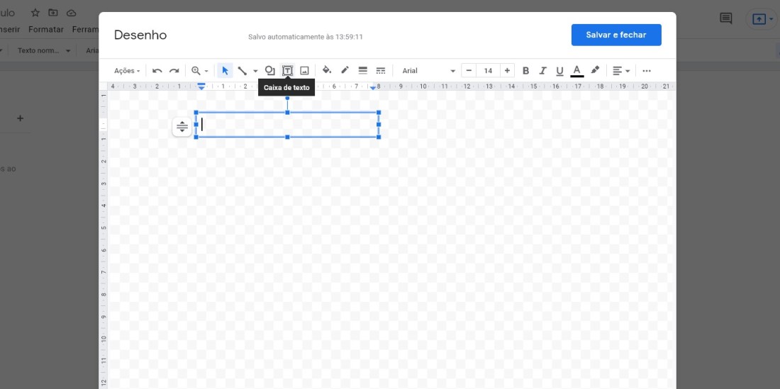 Clique na opção de Caixa de Texto - como inserir caixa de texto no google docs