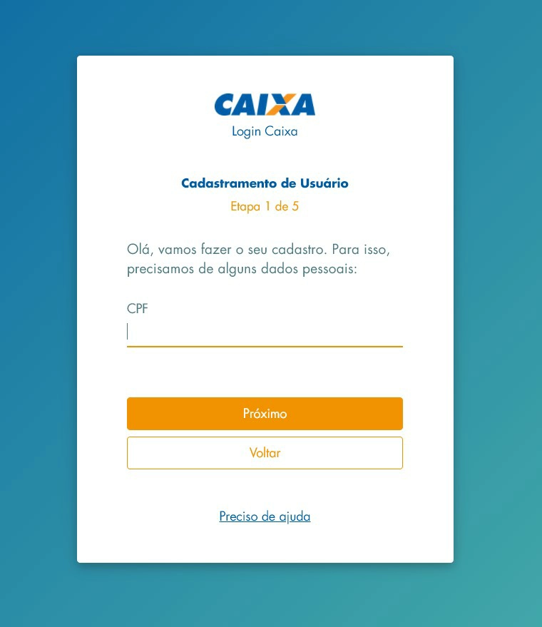 Digite seu CPF para criar um novo cadastro no site da caixa e consultar seu saldo - Como consultar saldo do FGTS [celular e PC]