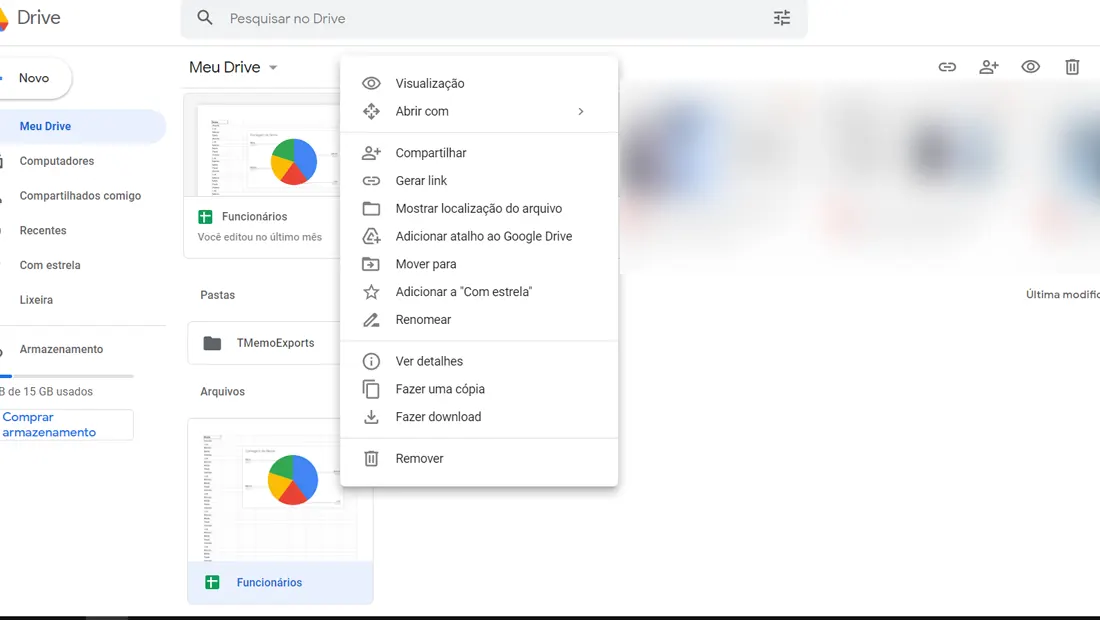 É possível fazer muitas coisas com o arquivo ou pasta no Google Drive