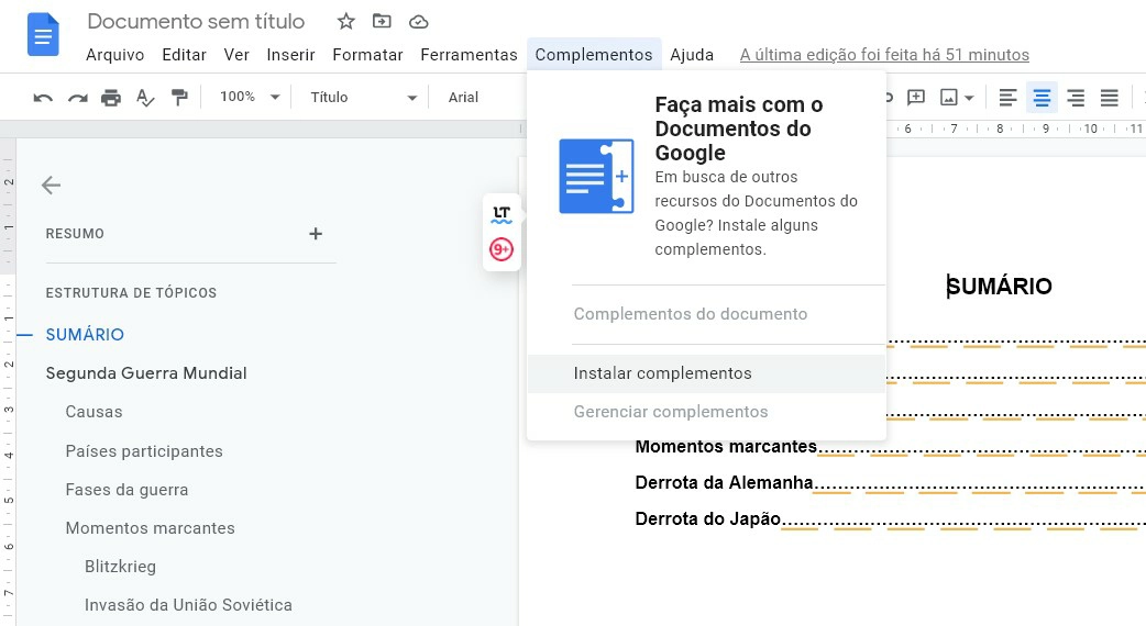 Instale complementos - Como colocar em ordem alfabética no Google Docs