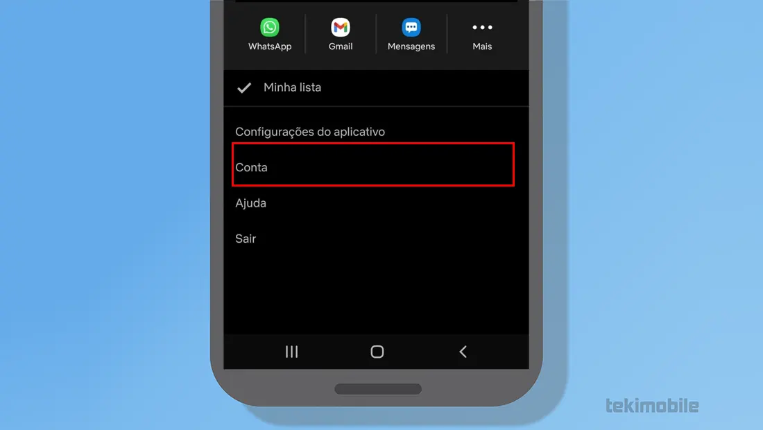 Logo abaixo toque em conta no aplicativo da Netflix