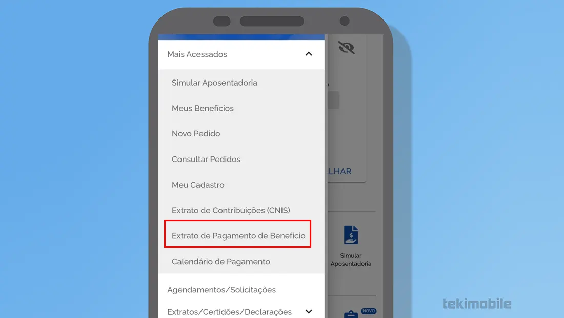 No app vá em Extrato de Pagamento de Benefício