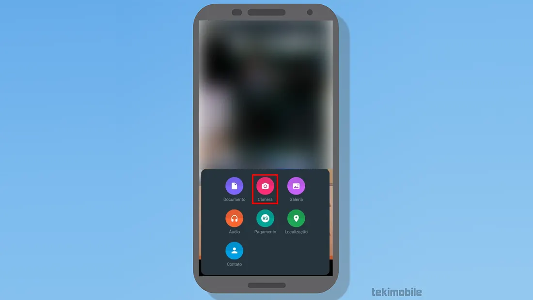 No novo menu toque na opção de câmera do WhatsApp