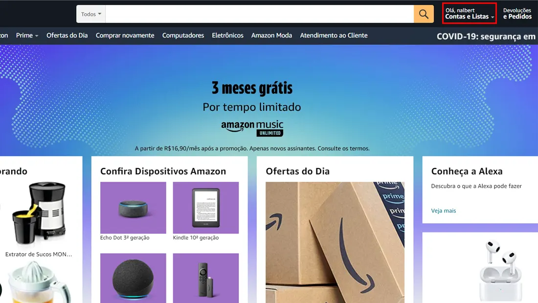 No site clique sobre seu nome para aprender como cancelar o Prime Video pelo celular e PC