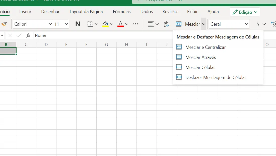 O Excel oferece muitas opções com a mesclagem