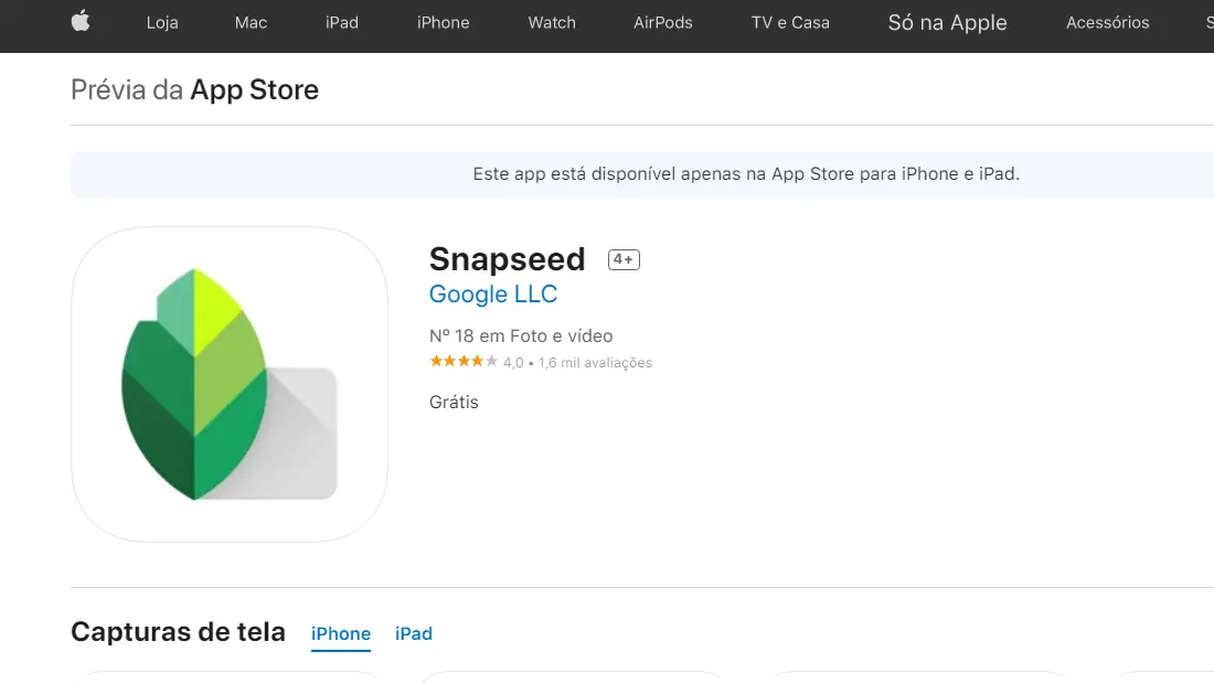 O Snapseed é um dos apps mais populares