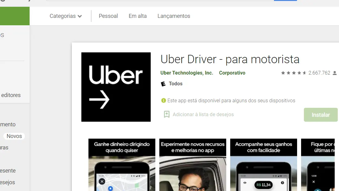 O Uber Driver é o app para os motoristas