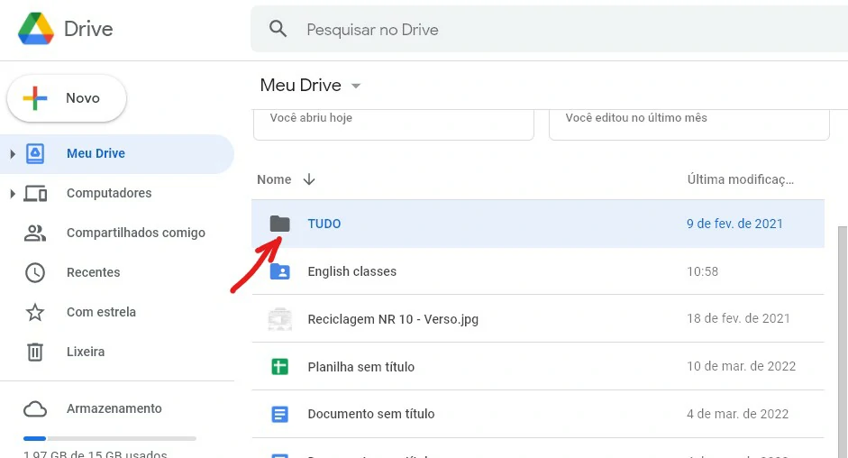 Procure pelo arquivo ou pasta na plataforma do Google Drive - Como restaurar backup do Google Drive