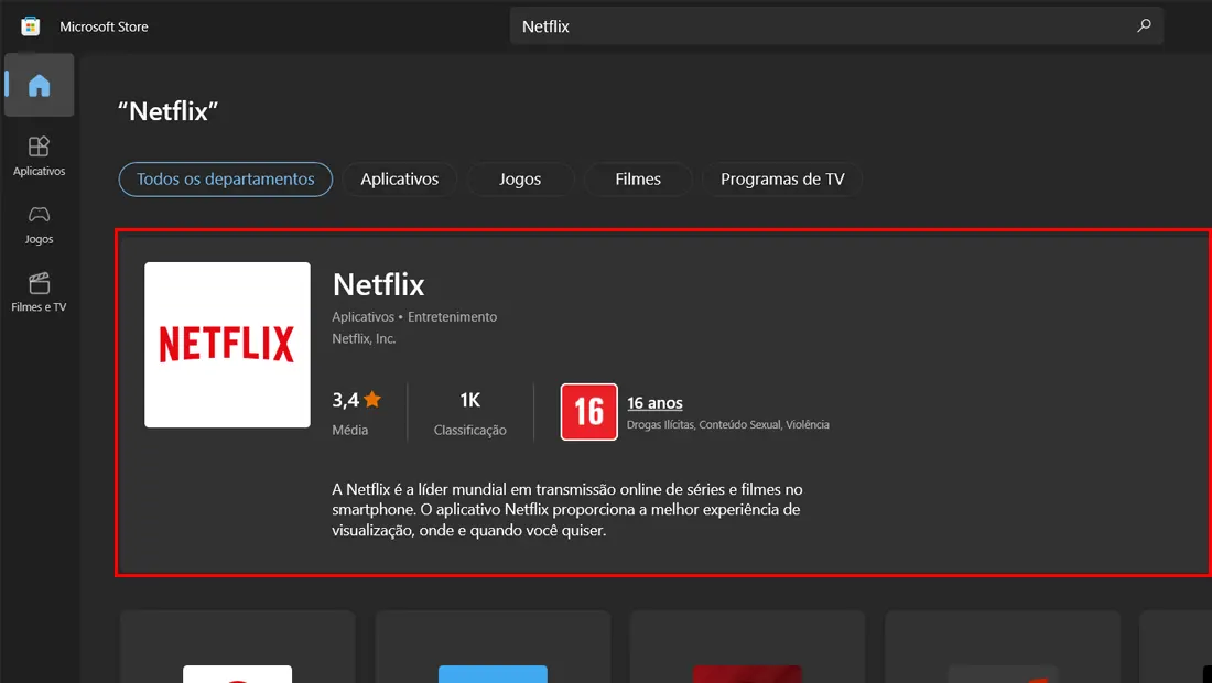 Selecione a primeira opção que é exibida para aprender como baixar Netflix