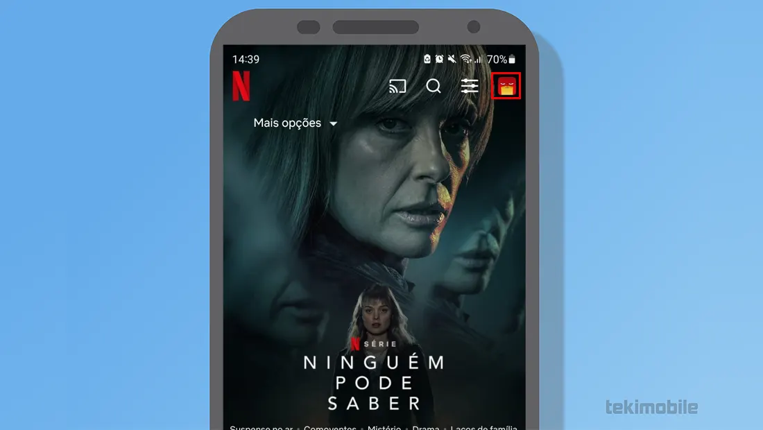 Toque no ícone do seu perfil da Netflix