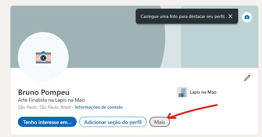 Toque sobre a opção Mais - Como bloquear alguém no LinkedIn