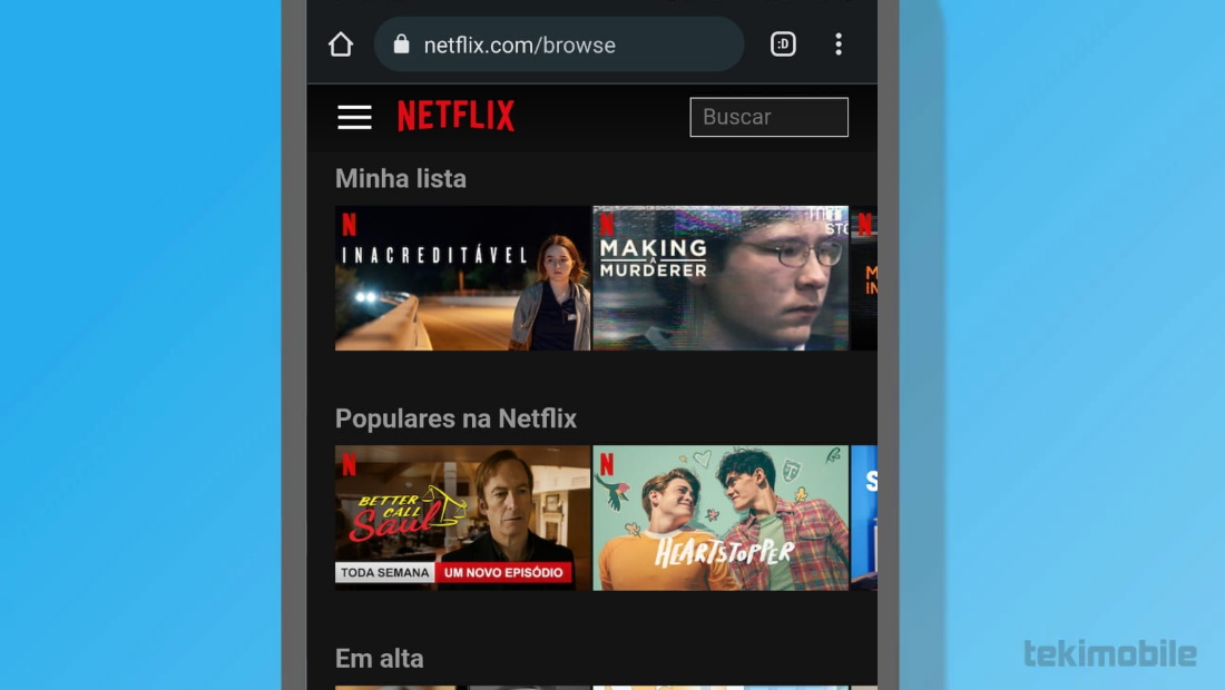 Acesse a Netflix e faça o processo no celular