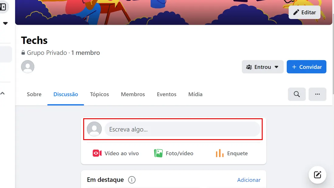 Aprenda como criar uma enquete no Facebook escreva