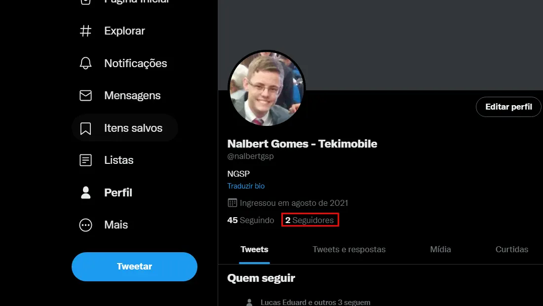 Aprenda como remover seguidores do Twitter clique em