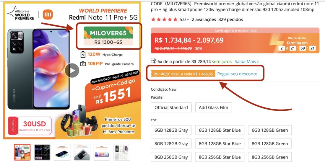 Redmi Note 11 Pro Plus 5G por apenas R$ 1.523, só hoje! 5