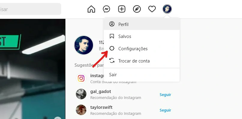 Clique em Configurações - Como salvar conversas do Instagram