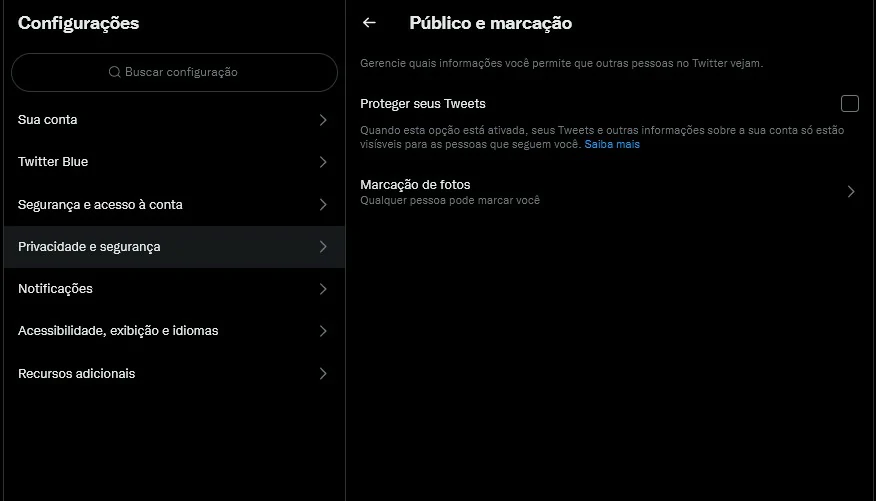 Clique na caixinha Proteger seus Tweetes para desmaca-la e tornar sua conta pública mais uma vez - Como privar o Twitter