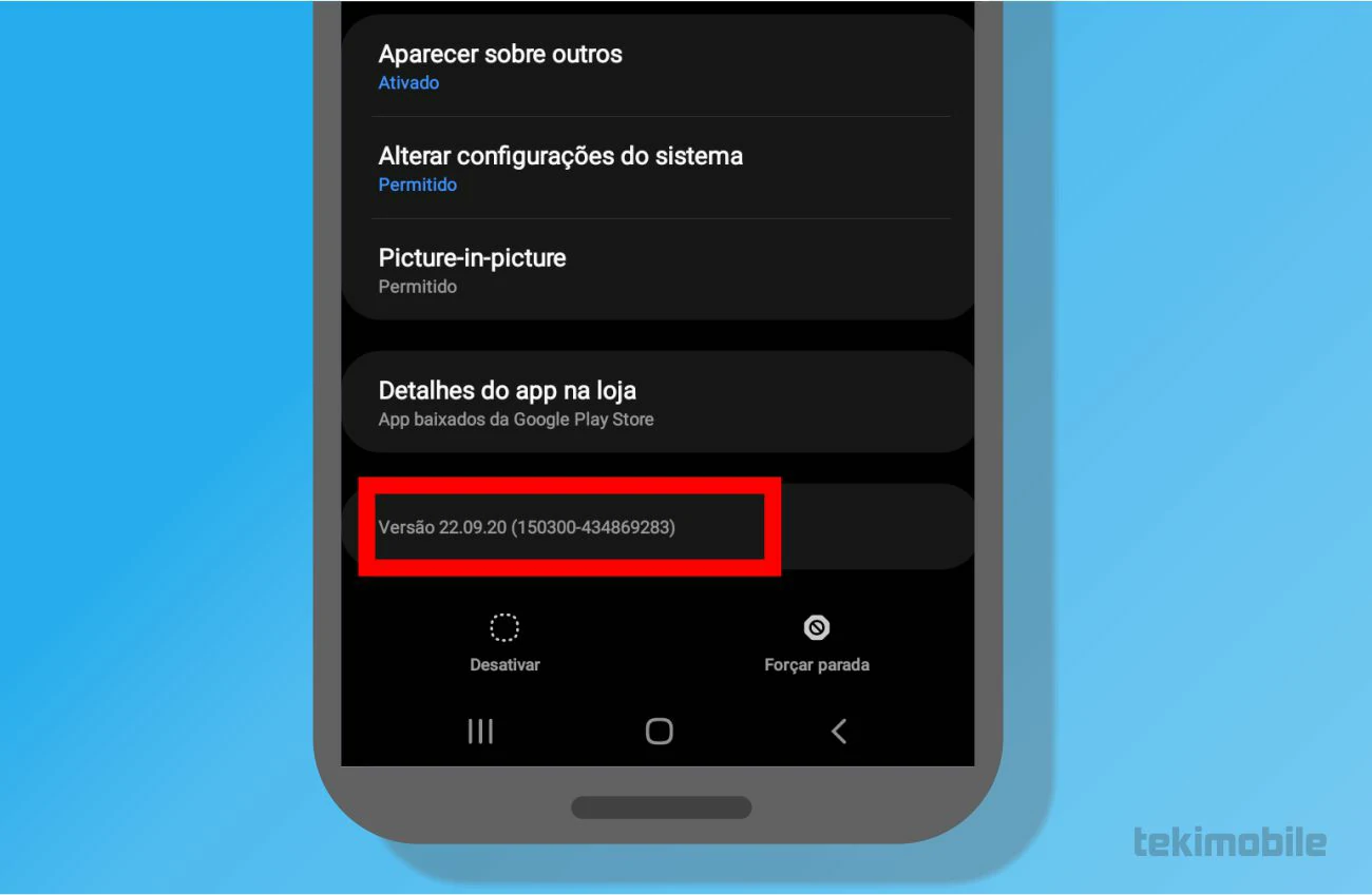 Copie o código - Como atualizar o Google Play Services