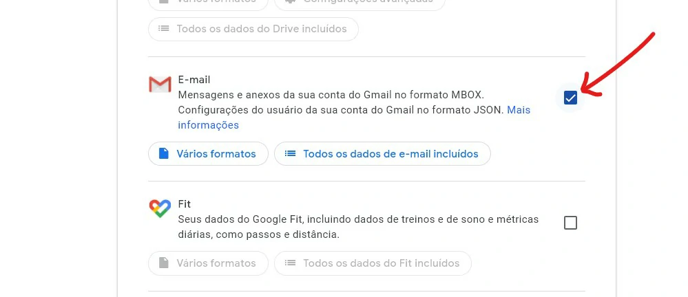 Marque a caixinha - Como baixar e-mails do Gmail para o PC