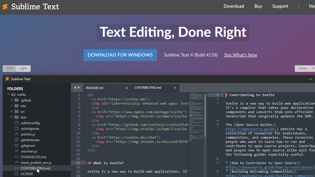 O Sublime text é um editor HTML com suporte a vários sistemas