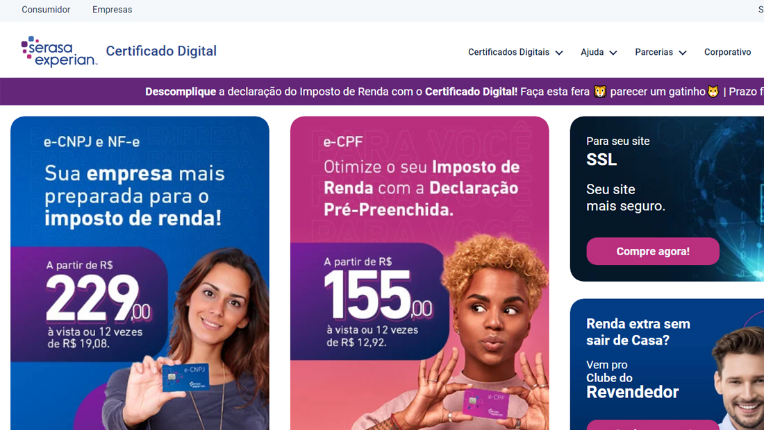 O site exibe valores e dados que você vai precisar saber