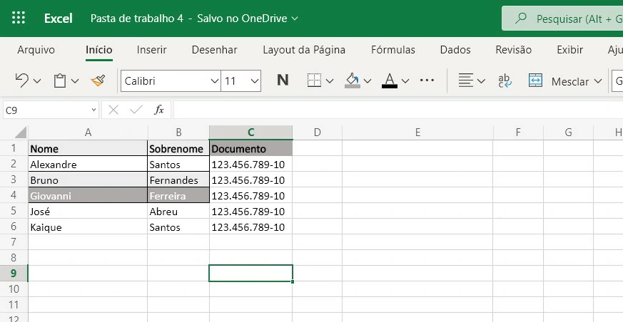 Selecione as células - Como usar a função Concatenar do Excel