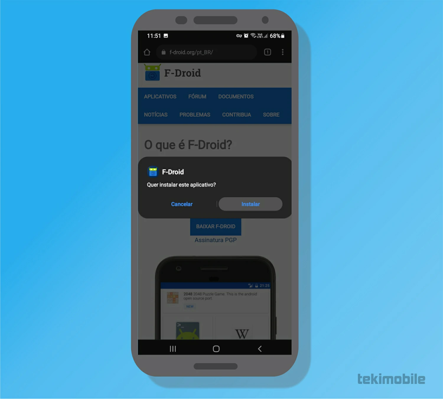 Toque em instalar - O que é a F-Droid