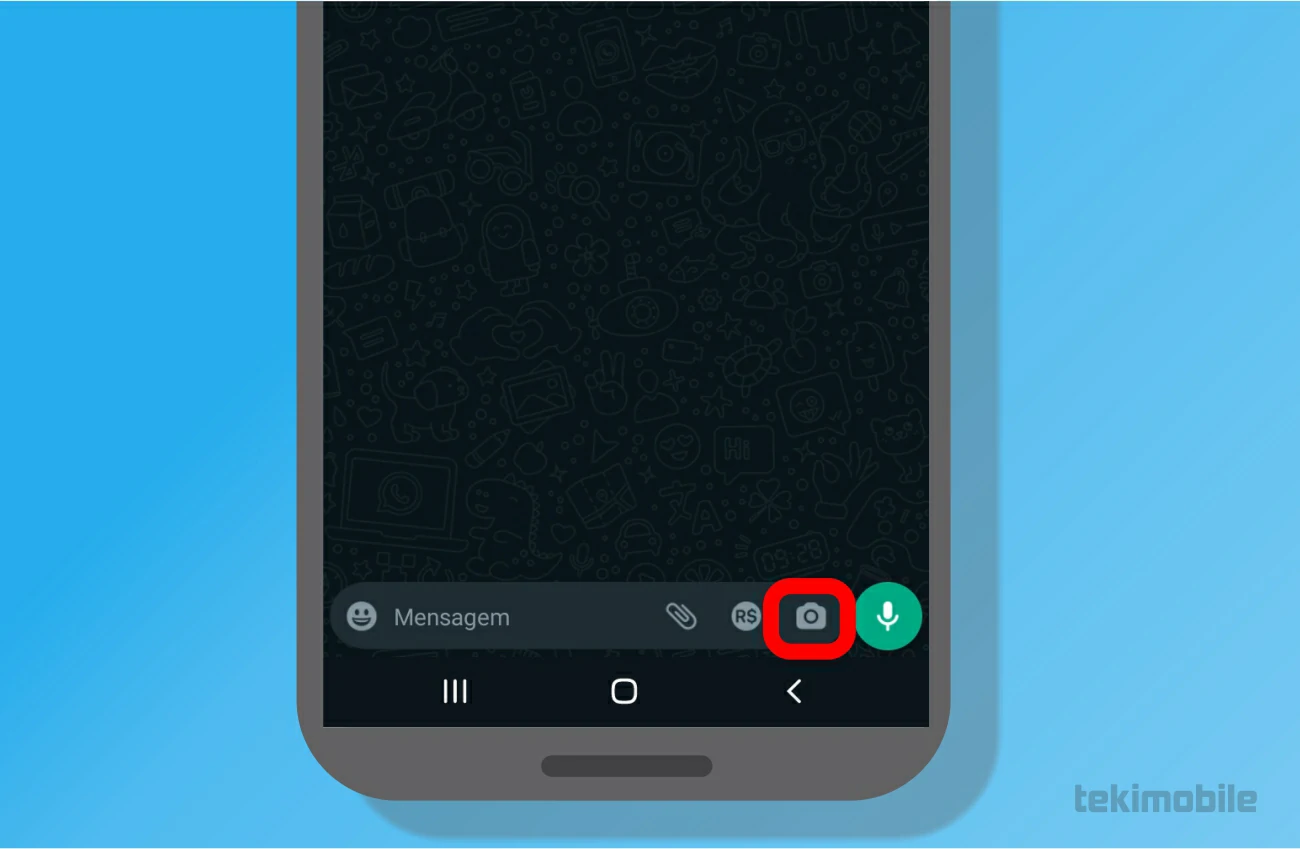 Toque sobre camera - Como por figurinhas nas fotos do WhatsApp