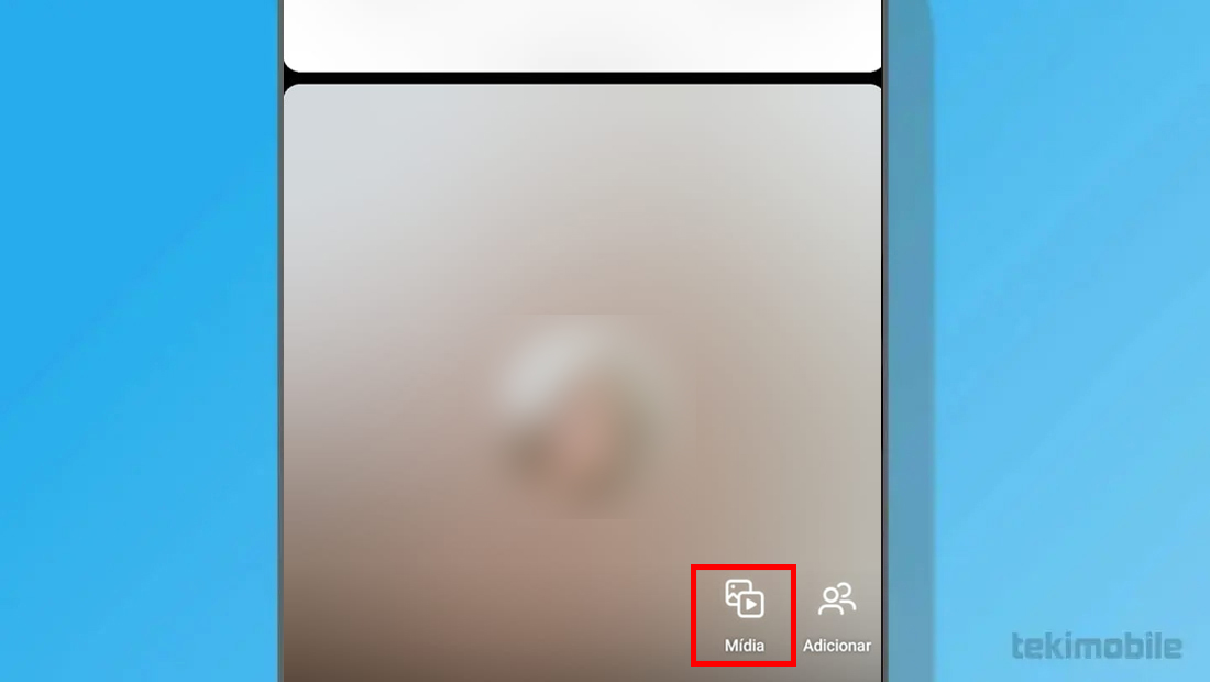 A opção de Mídia fica localizado na parte inferior da vídeo chamada
