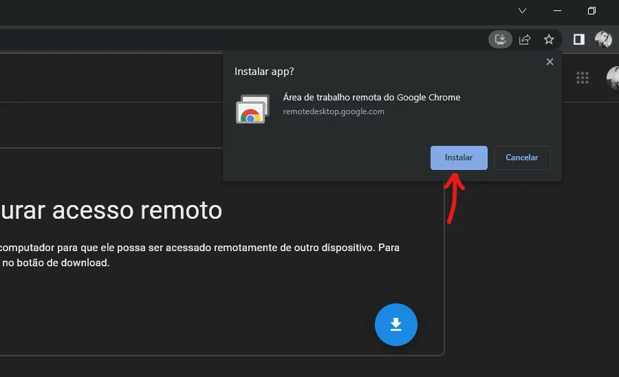Aceite a instalação da extensão - Como configurar Chrome remote Desktop