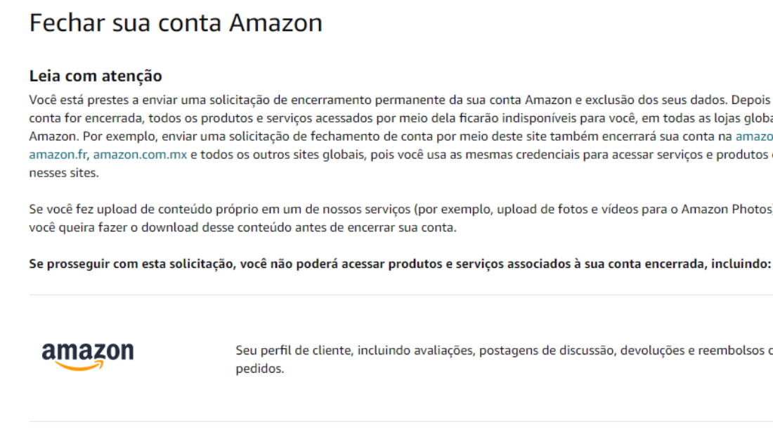 Aprenda como excluir conta da Amazon