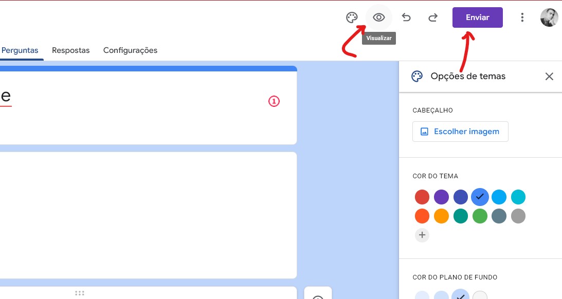 Clique em Enviar - Como fazer um Google Forms