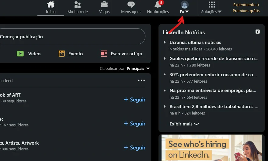 Clique em Eu - Capa para Linkedin como fazer, mudar e o que colocar