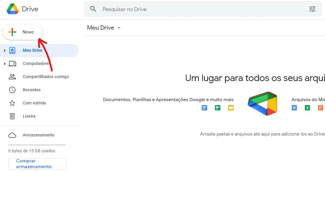 Clique em +Novo - Como transferir arquivos entre Windows, Android e iPhone