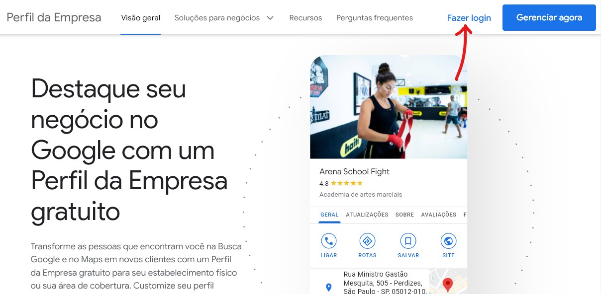 Clique em fazer login - como excluir fotos do google meu negócio