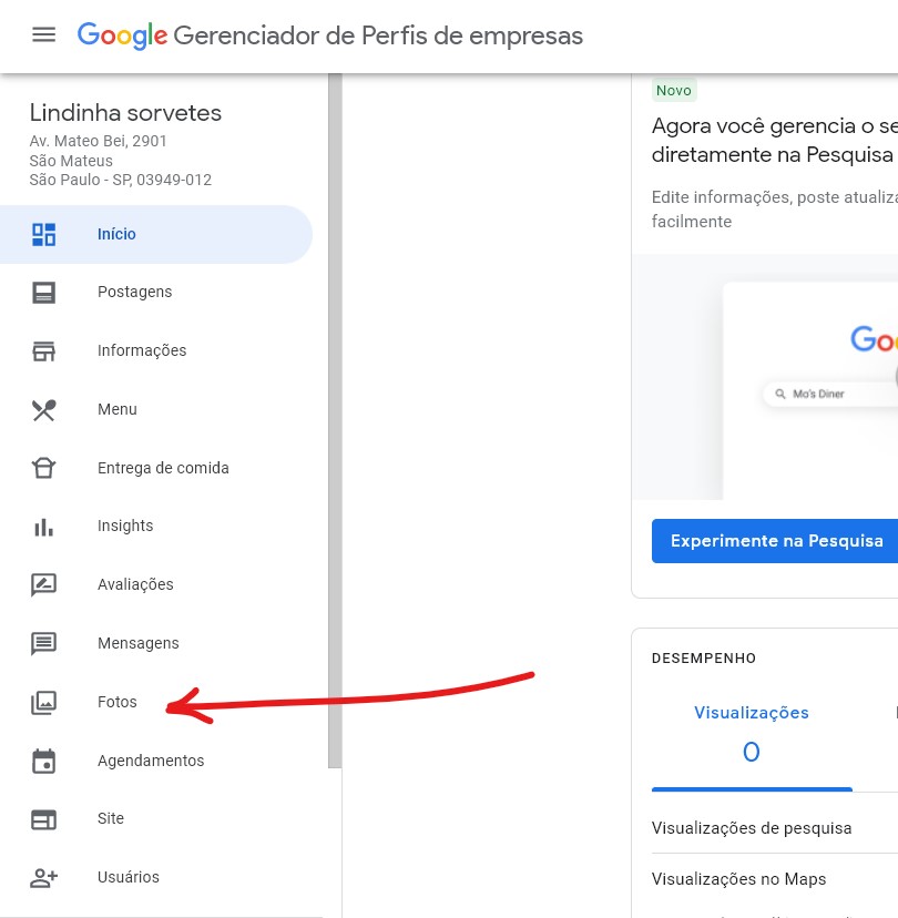 Clique em fotos - como excluir fotos do google meu negócio