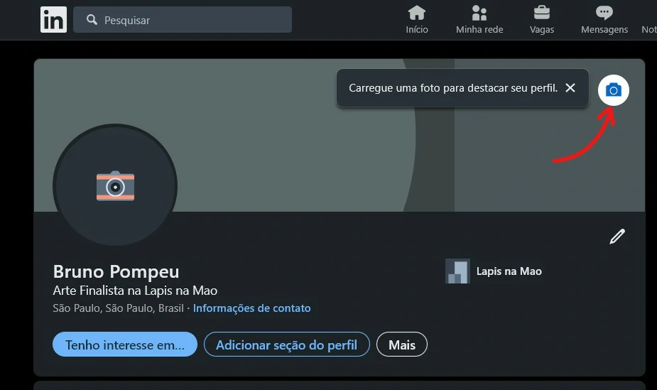 Clique na camera - Capa para Linkedin como fazer, mudar e o que colocar