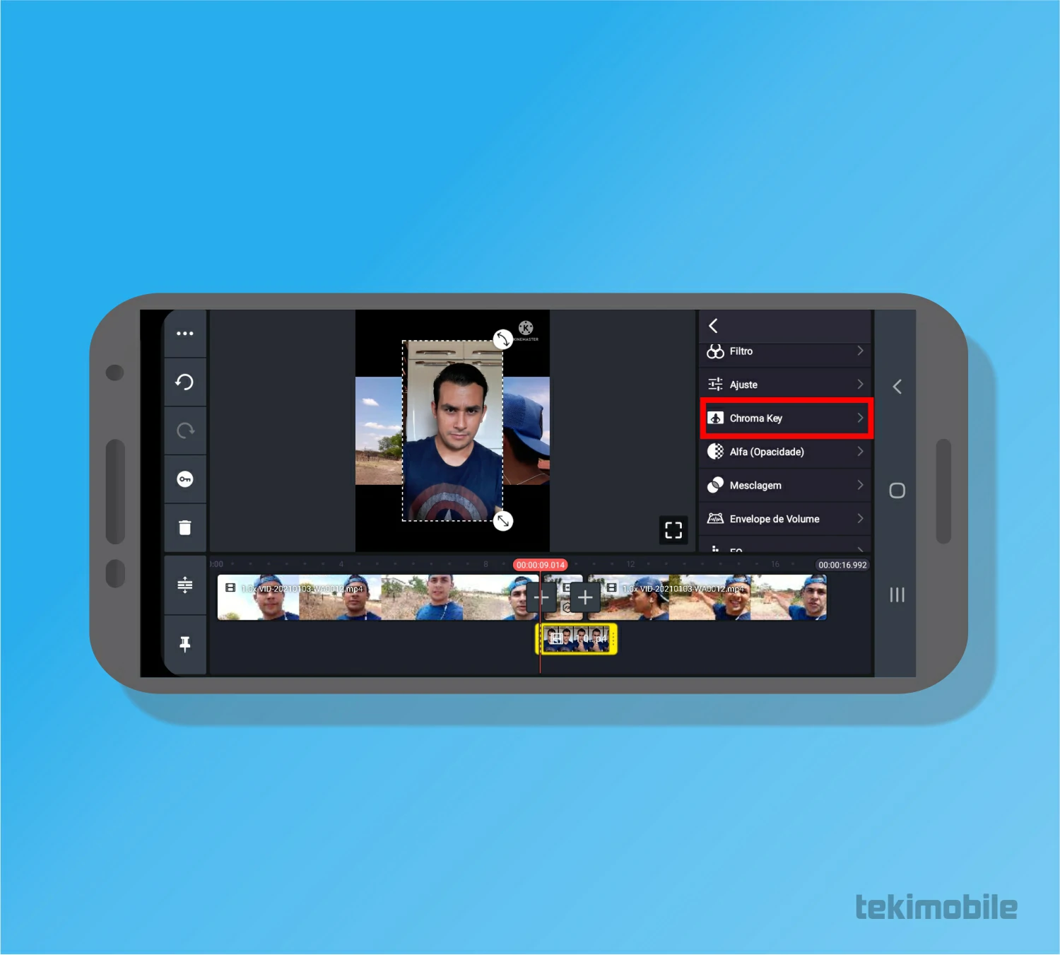 Selecione o Chroma Key - Como editar vídeos no celular passo a passo