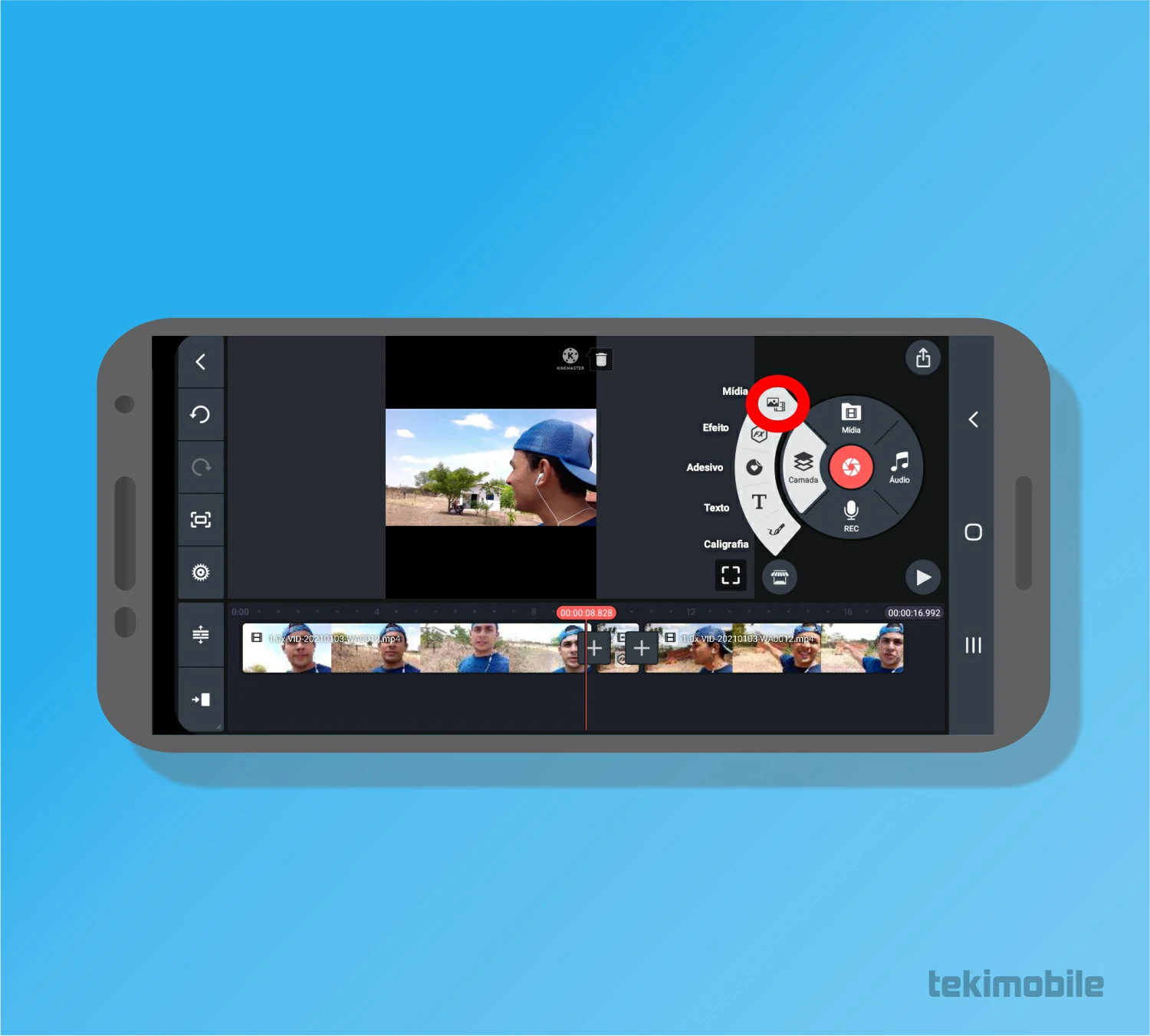 Toque em Mídia - Como editar vídeos no celular passo a passo