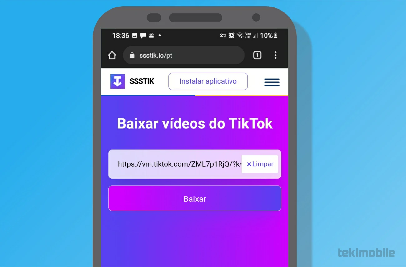 Toque no botão baixar - SSSTiktok como baixar vídeos do TikTok com ele