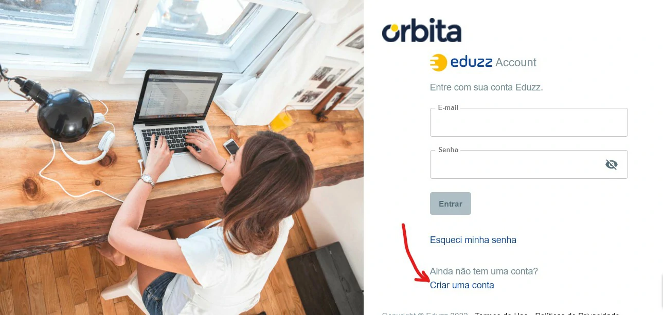 clique em criar conta - Como vender no Eduzz