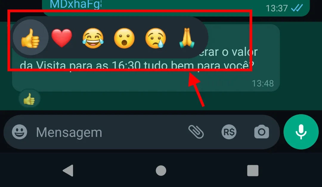 como usar reações de mensagens do WhatsApp