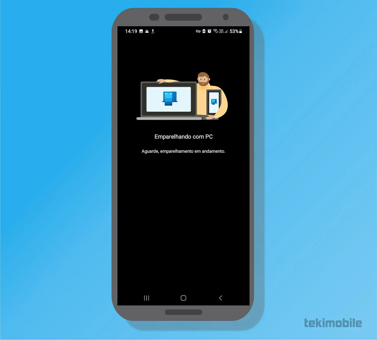 Aguarde a sincronização - Como acessar o celular pelo PC com o Windows Seu telefone