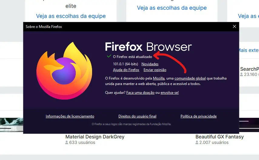Atualize o seu navegador - Como instalar extensões no Firefox