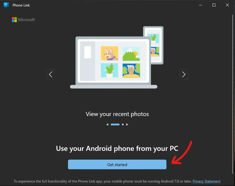 Clique sobre o botão - Como acessar o celular pelo PC com o Windows Seu telefone