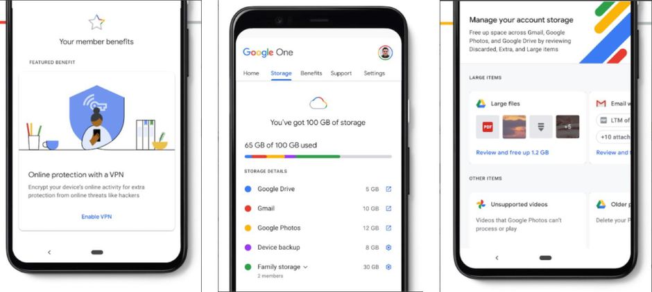 O aplicativo do Google One - Google One