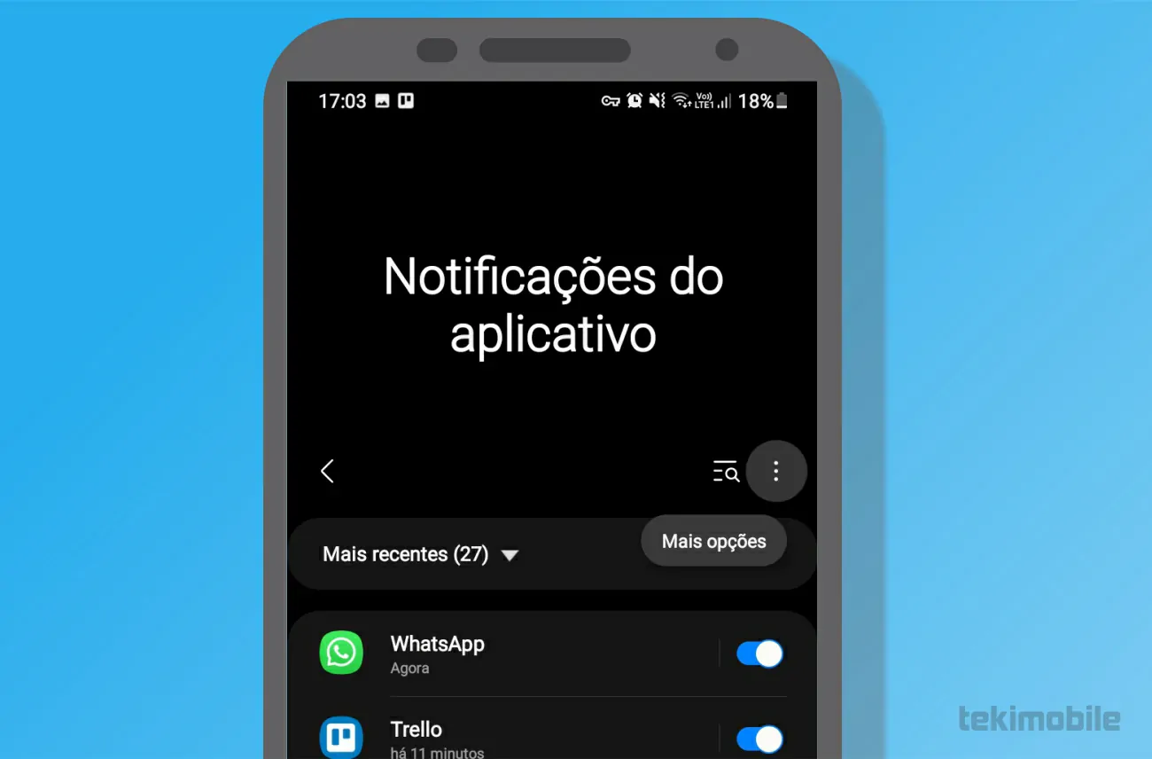 Toque em mais opções - Como tirar notificação de Correio de voz