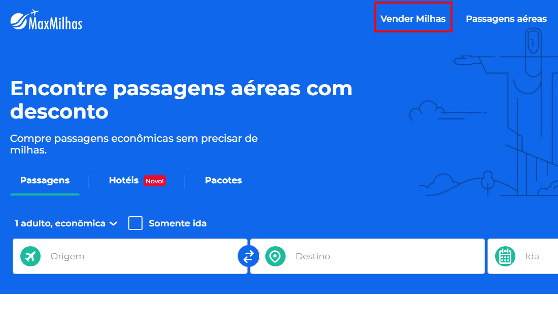 A opção é exibida na página inicial