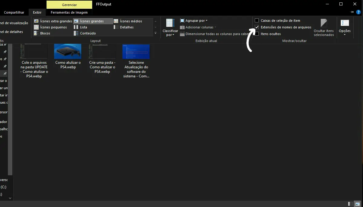 Exiba a extensão do arquivo - Como montar imagem ISO no Windows sem programas