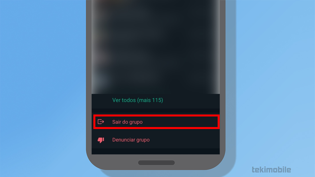 A opção para sair dos grupos do WhatsApp é a última